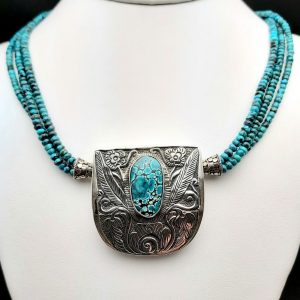 Item 184NT Turquoise with Silver pendant