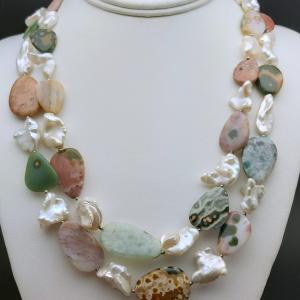 Item 246NO Ocean Jasper / Freshwater Pearl