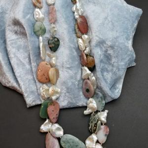 Item 246NO Ocean Jasper / Freshwater Pearl
