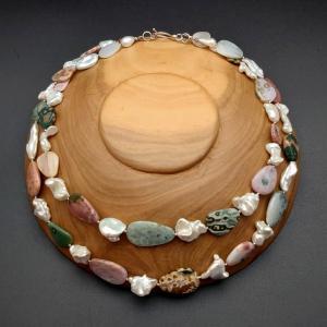 Item 246NO Ocean Jasper / Freshwater Pearl