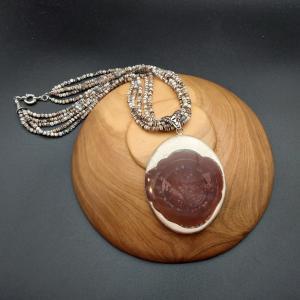 Item 325NB Botswana Agate with Jasper Pendant