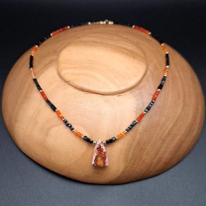 Item 608NV Fire Opal Mexico/Black Agate