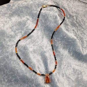 Item 608NV Fire Opal Mexico/Black Agate