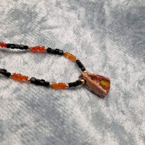 Item 608NV Fire Opal Mexico/Black Agate