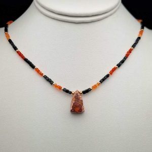 Item 608NV Fire Opal Mexico/Black Agate